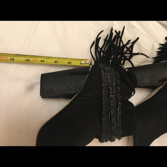 BCBG generation ankle boots open toe fringe back zip braided accents 8M - Picture 10 of 10